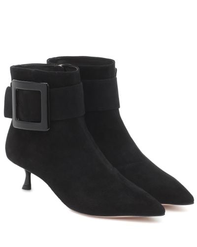 Roger Vivier Pointy Suede Ankle Boots - Black