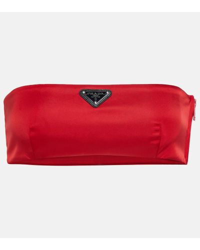 Prada Off-Shoulder-Top aus Nylon - Rot