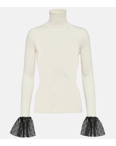 RED Valentino Ribbed-knit Wool-blend Top - White