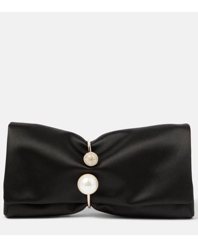 Jimmy Choo Pochette Xandra en satin - Noir