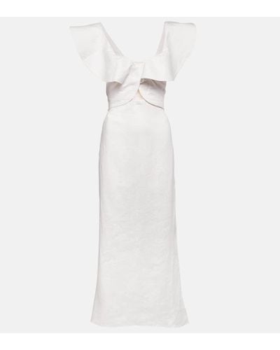 Johanna Ortiz Linen Midi Dress - White