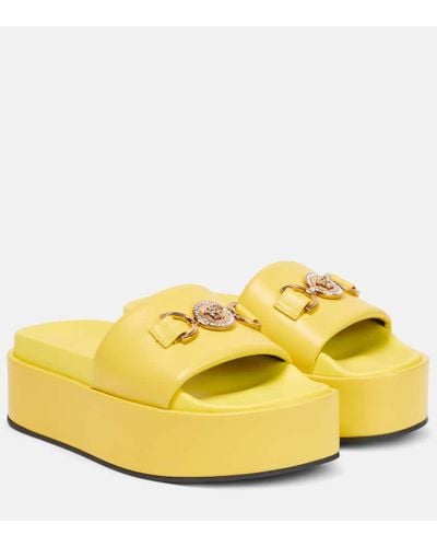 Versace Medusa '95 Leather Platform Sandals - Yellow
