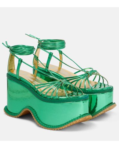 Vivienne Westwood Teddy Girl Metallic Leather Platform Sandals - Green