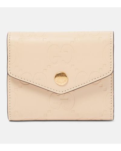 Gucci Medium GG Debossed Leather Wallet - Natural