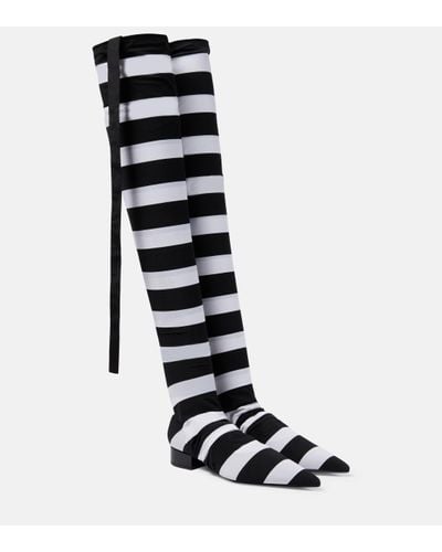 Dolce & Gabbana Portofino Striped Over-the-knee Boots - Black