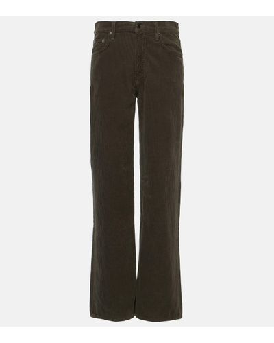 Agolde Harper Mid-rise Corduroy Straight Jeans - Grey