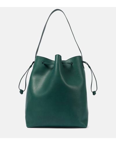 The Row Belvedere Leather Bucket Bag - Green