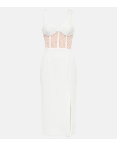 Rebecca Vallance Bridal Francine Crepe Bustier Midi Dress - White