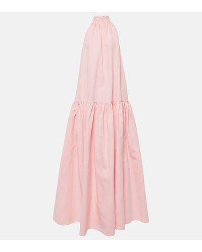 STAUD Marlowe Tiered Poplin Maxi Dress - Pink