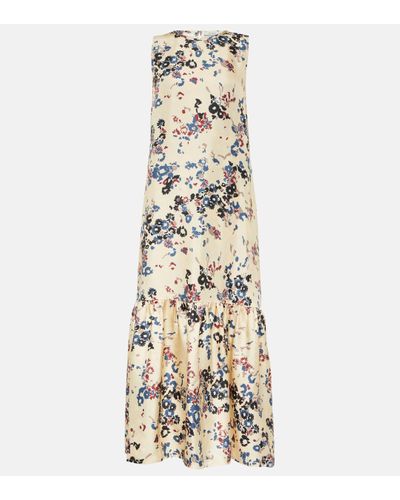 Asceno Rhea Floral Silk Maxi Dress - Metallic