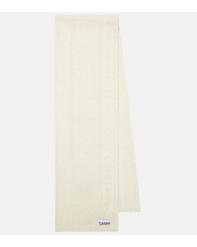 Ganni Cable-knit Wool-blend Scarf - Natural