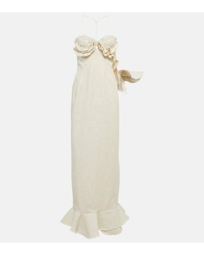 Jacquemus Off-white Le Raphia 'la Robe Artichaut' Maxi Dress - Natural