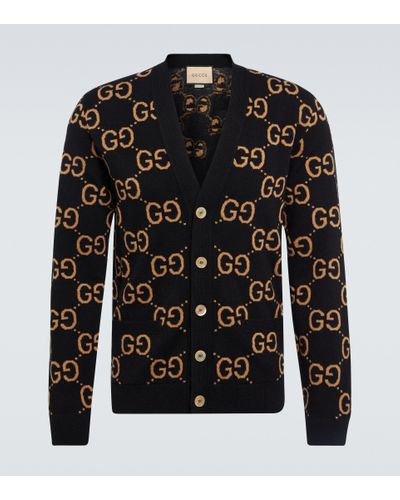 Gucci GG-jacquard Wool Cardigan - Black