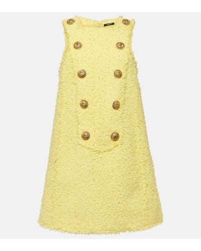 Balmain Tweed Minidress - Yellow