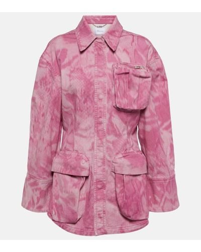 Blumarine Camouflage Denim Cargo Jacket - Pink