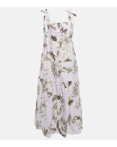 Erdem Georgiana Printed Cotton And Silk Midi Dress - White