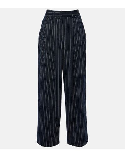 Frankie Shop Ripley Pinstripe Twill Wide-leg Pants - Blue