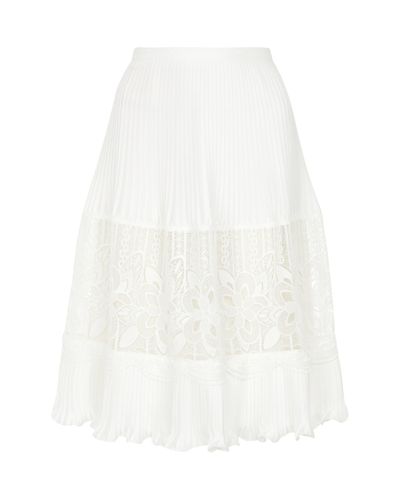 See By Chloé Lace-trimmed Midi Skirt - White