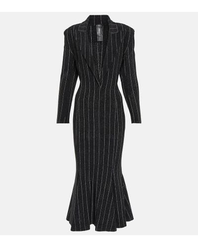 Norma Kamali Pinstripe Jersey Midi Dress - Black