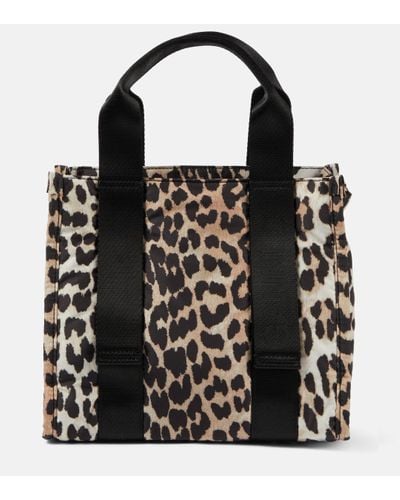 Ganni Small Leopard-print Tote Bag - Black