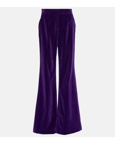 Costarellos Barine Cotton Velvet Wide-leg Pants - Purple