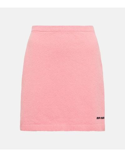Miu Miu Minifalda de punto boucle - Rosa