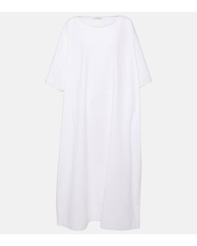 The Row Isora Oversized Cotton Poplin Midi Dress - White