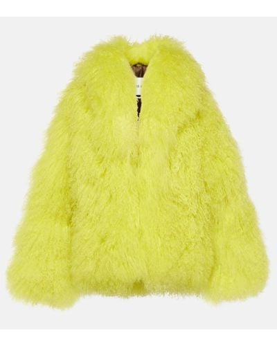 The Attico Faux Fur Cropped Coat - Yellow