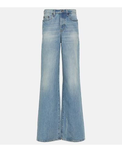 Saint Laurent High-Rise Wide-Leg Jeans - Blau