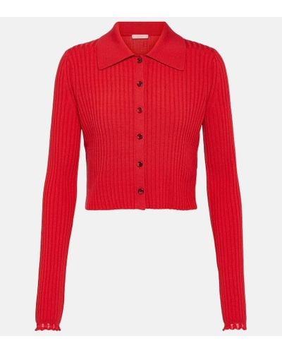 Chloé Cardigan in maglia di lana a coste - Rosso