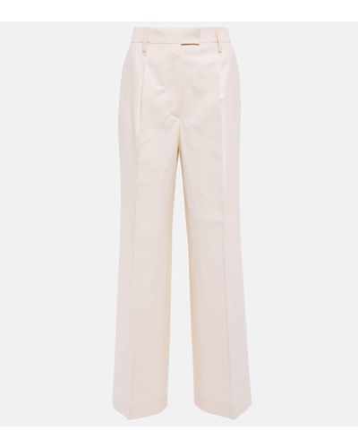 Prada Pantalones anchos de cupro tiro alto - Neutro