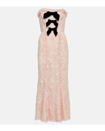 Alessandra Rich Bow-detail Lace Gown - Pink