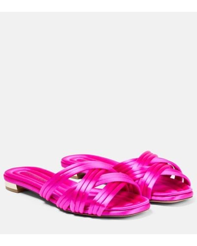 Aquazzura Oahu Satin Slides - Pink