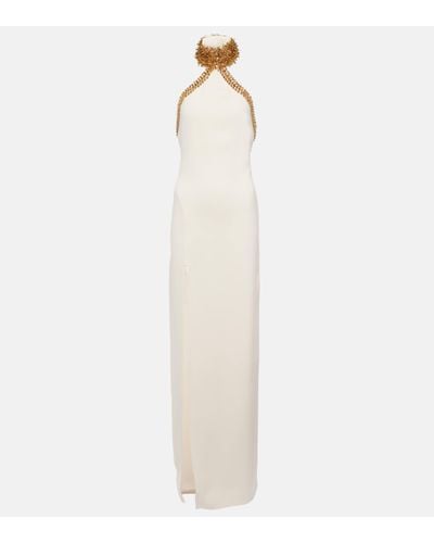 Tom Ford Robe longue en soie melangee a ornements - Blanc