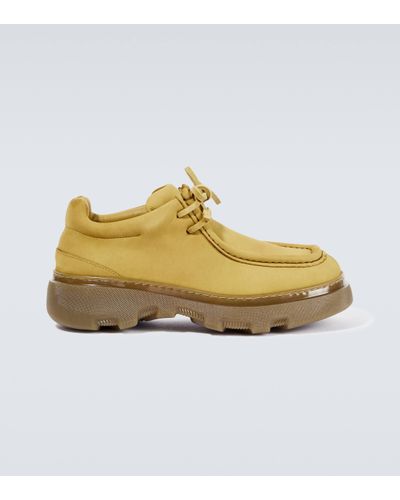 Burberry Ekd Leather Boat Shoes - Yellow