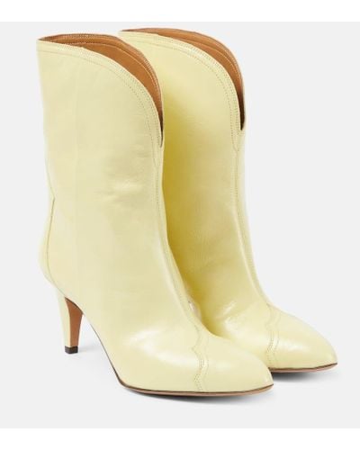 Isabel Marant Dytho Leather Ankle Boots - Yellow