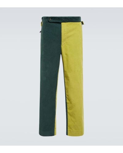 Bode Pantalones Duo en pana de algodon - Verde