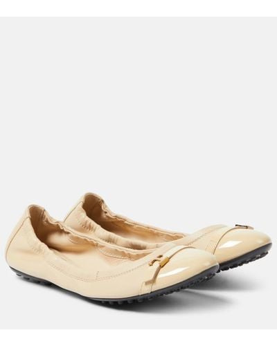 Tod's Leather Ballet Flats - Natural