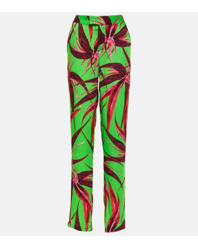 Louisa Ballou Floral Straight Pants - Green