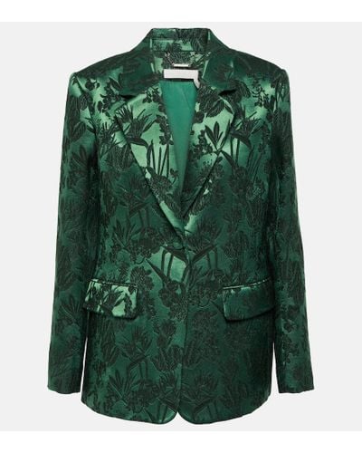 Chloé Jacquard Wool And Silk Satin Blazer - Green