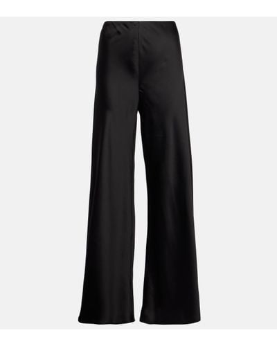 Norma Kamali High-rise Satin Wide-leg Trousers - Black