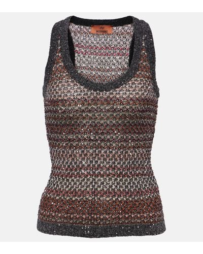 Missoni Striped Sequined Tank Top - Brown