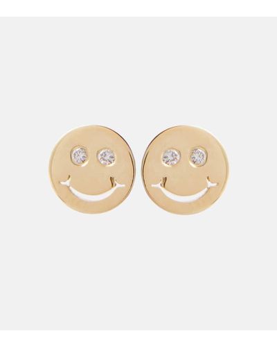 Sydney Evan Ohrringe Happy Face aus 14kt Gelbgold mit Diamanten - Mettallic