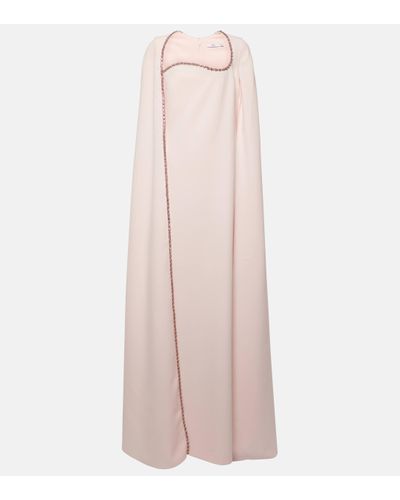 Safiyaa Mattia Caped Embellished Crepe Gown - Pink