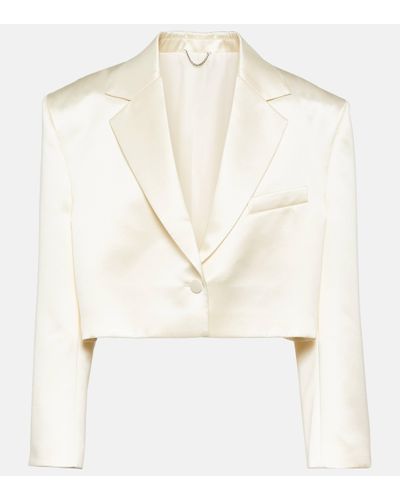 Magda Butrym Blazer raccourci en soie et laine - Blanc