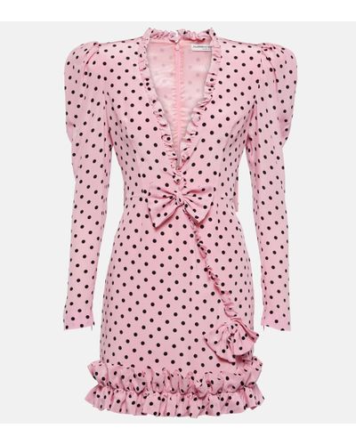 Alessandra Rich Polka-dot Silk Minidress - Pink