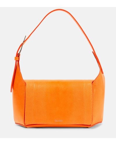 The Attico 7/7 Small Lizard-effect Leather Shoulder Bag - Orange
