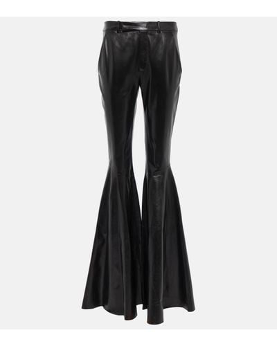 Saint Laurent Pantalon flare en cuir - Noir