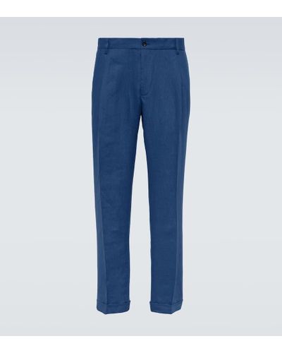 Dolce & Gabbana Pantalones slim de lino - Azul