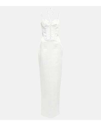 Rasario Bustier Satin Gown - White